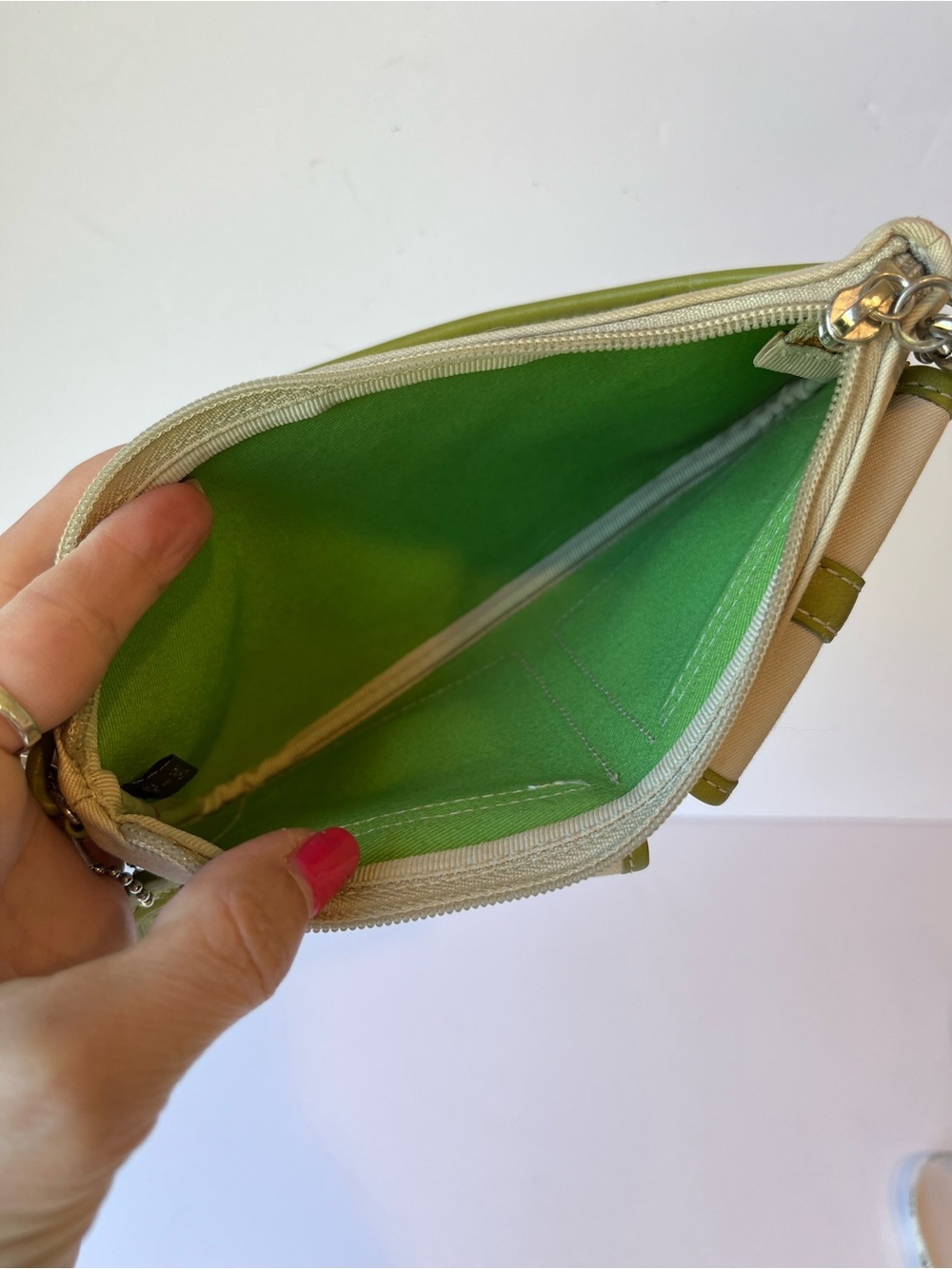Vintage Coach Wristlet Y2K Tan Green Buckle - Picture 6 of 7